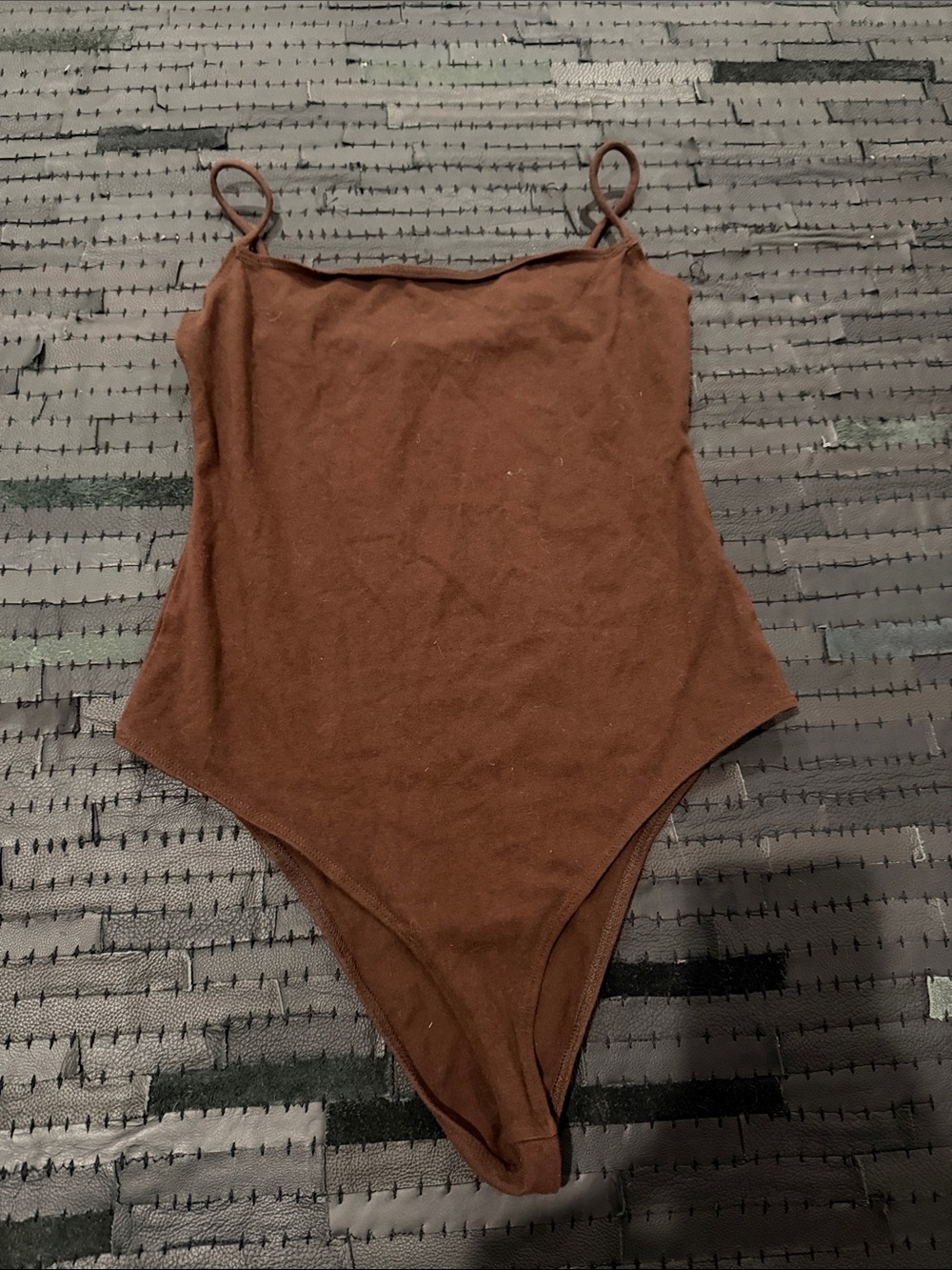 Reformation Brown Scoop Neck Tank Bodysuit